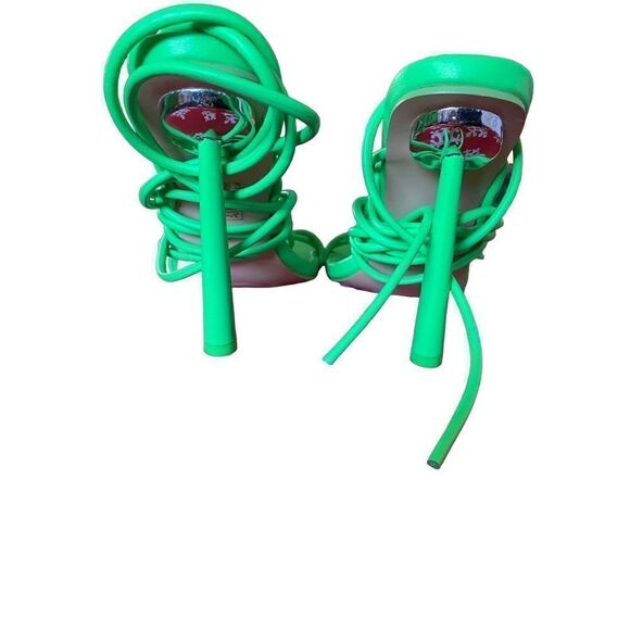 Strike a pose wrap up neon green stiletto heels, size 7 - Picture 7 of 9